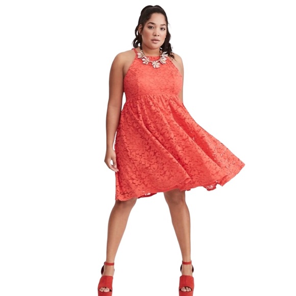 torrid Dresses & Skirts - Torrid Lace Skater Dress Sleeveless Orange 18